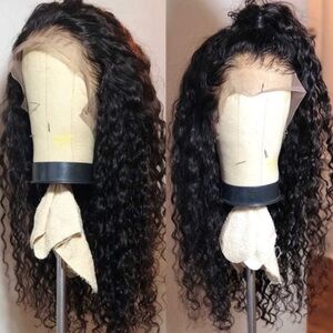 22” BLACK WOMANS Long Loose Curly Lace Front Wig NEW